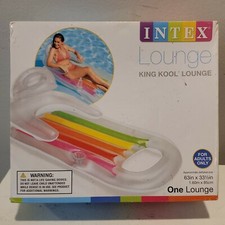 Intex King Kool Lounge Floating Swimming Pool Lounger with Headrest Cupholder
