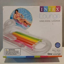 Intex King Kool Lounge Floating Swimming Pool Lounger with Headrest & Cupholder