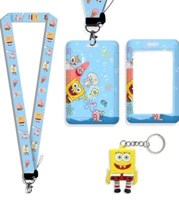 Cartoon CUTE ID Badge Card Holder Vertical Clip Neck Strap Lanyard Necklace Case