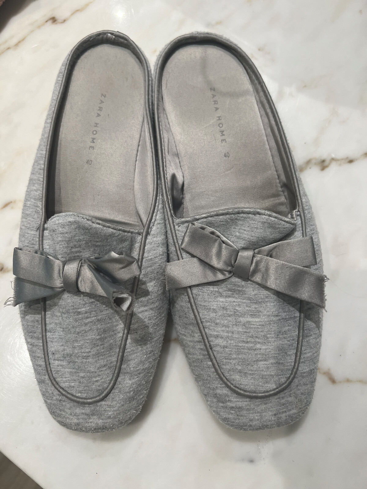 Zara Home Womens Slippers Gray Bow Sz EUR 40 US 10 | eBay