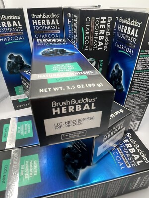 Brush Buddies Herbal Toothpaste Infused W/Activated Charcoal Cool Mint  8 Und...
