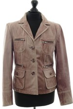 Heine Womens Leather Jacket Coat 38 Dusky Pink Gradient Short Leather 100% Lamb Nappa