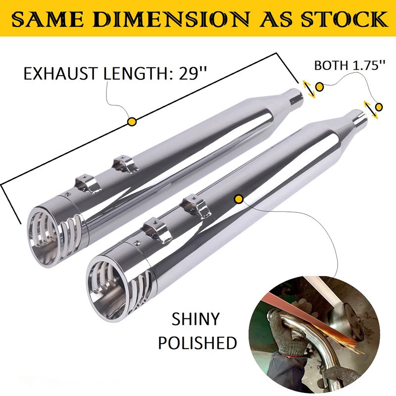 Silenciadores antideslizantes para modelos de triciclo Harley Davidson Tri Glide, cromo tono más profundo Foto 2 de 4