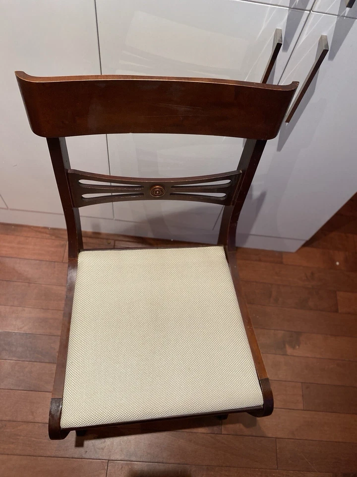 Antigua silla de caoba Regency original 1830 retapizada abuela antigüedades Foto 2 de 4