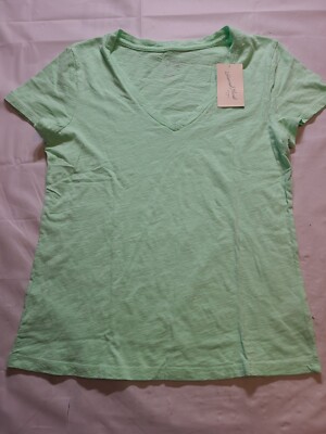 Women's Fitted Short Sleeve V-Neck T-Shirt - Universal Thread Light Green Size M