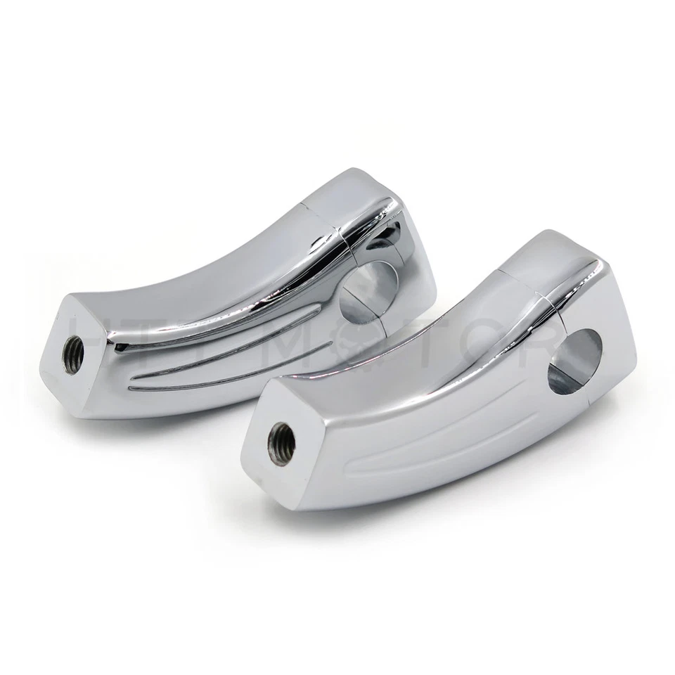 Par de ELEVADORES TIRAR RETROCESO MANILLAR CROMADO 3.5" PARA HONDA YAMAHA SUZUKI 7/8" 22mm Foto 2 de 4