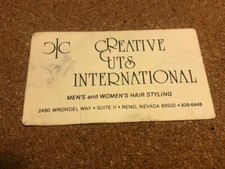 Vintage CREATIVE CUTS INTERNATIONAL Business Card 80s 90s reno nevada hair salon