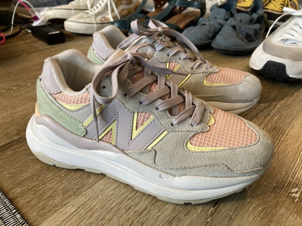 New Balance 57/40 Grey & Pink Pastel Shoes Size US 7 Good Condition
