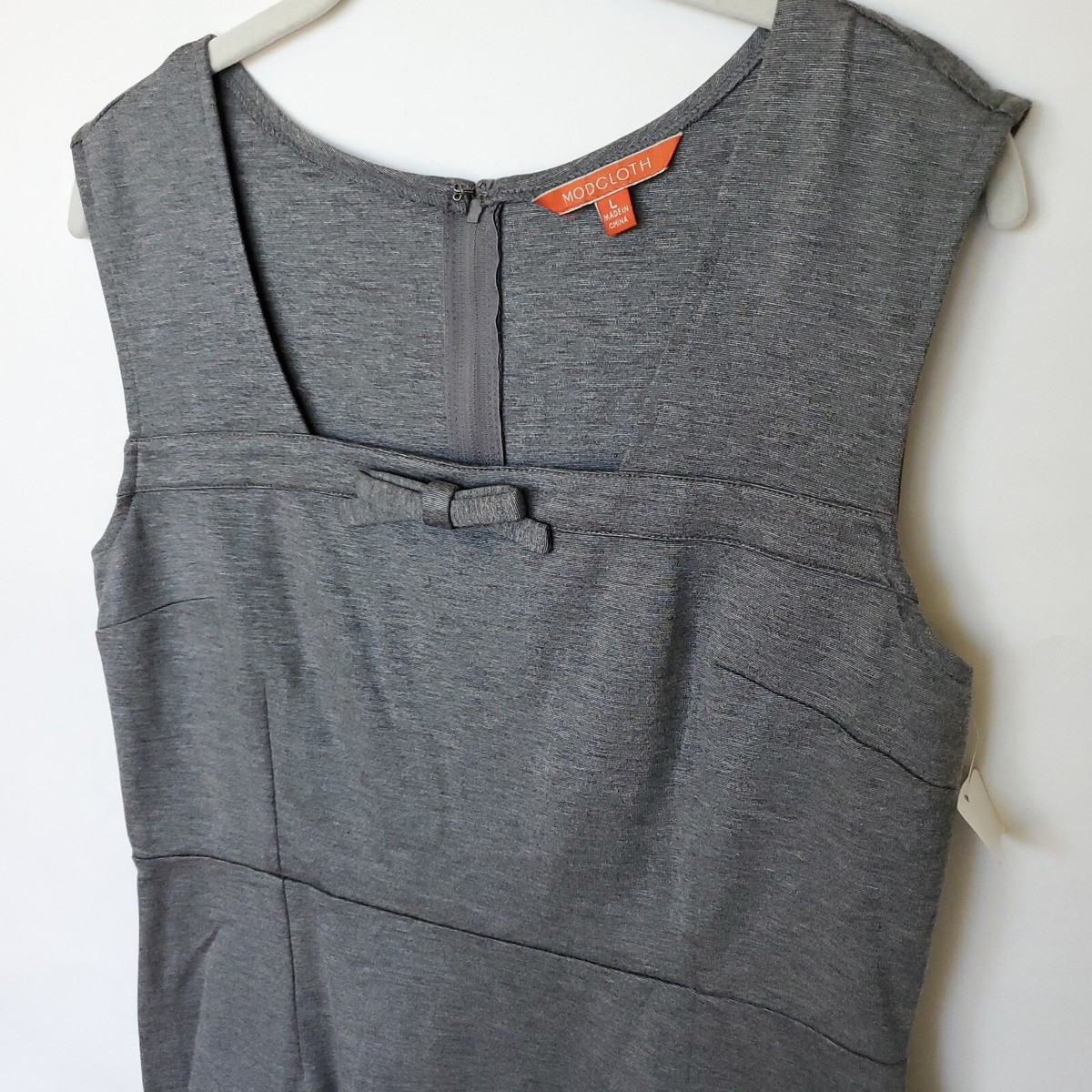 Modcloth Mini Dress Womens Large Gray Sheath Bow Zip Retro Casual Preppy  Top | eBay