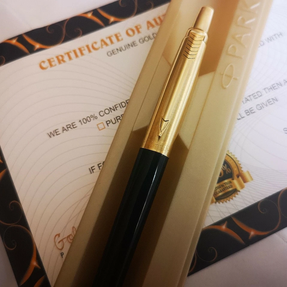 24k Gold Plated Parker Jotter Ballpoint Writing Pen Classic Black In Gift Box - Image 3 of 3