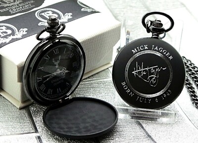Signierte MICK JAGGER Taschenuhr und Kette LUXUS THE ROLLING STONES handsigniert