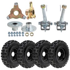 Front Rear 6 Wheels 4.10-6 Tire 3 Lug Rim Ste...