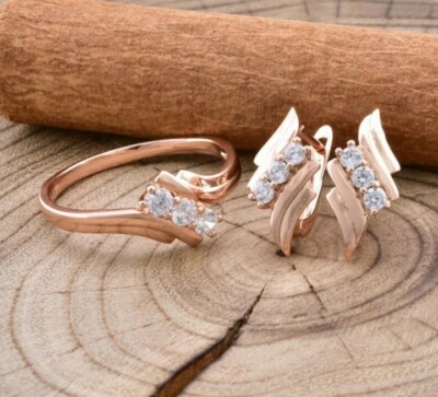 Set Xuping Madonna Ring + Ohrringe 19x8mm weiß Zirkonia vergoldet Gr. 17