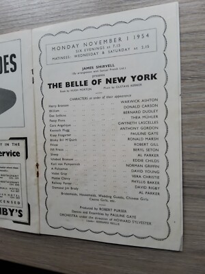 THEATERPROGRAMM 1954,MANCHESTER PALACE,THE BELLE OF NEW YORK,EDDIE CHILDS