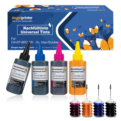 Universal Nachfülltinte für HP Canon Epson Brother Druckertinte 400ml  + Tropfer