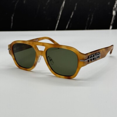 ?️ New Fendi FE40130F 55N Sunglasses - Shiny Light Havana Frame FENDI FIRST 40111 Havana Brown Diagonal Logo Sunglasses  main image 4