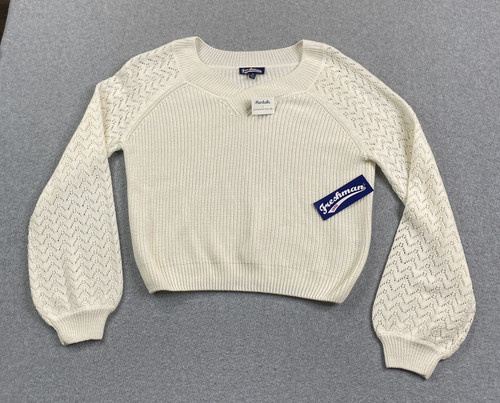 NEW Freshman 1996 Sweater Womens Medium Ivory White Balloon Sleeve Preppy NWT
