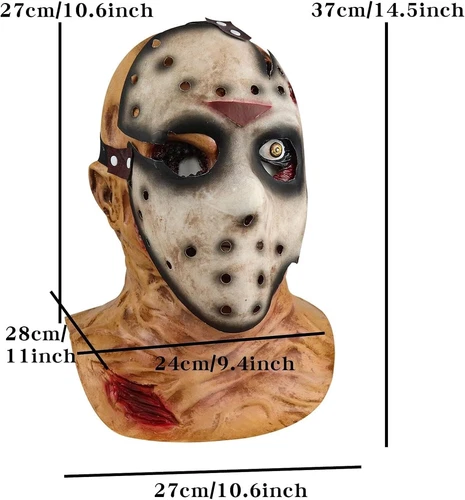 Jason Mask Halloween Rotten Face Killer Hockey Masks Double Layer Horror Zombie - Picture 3 of 7