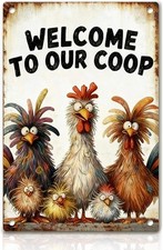 Funny Chicken Tin Metal Signs Home D cor 8x12 Vintage Wall Art Decor Welcome To