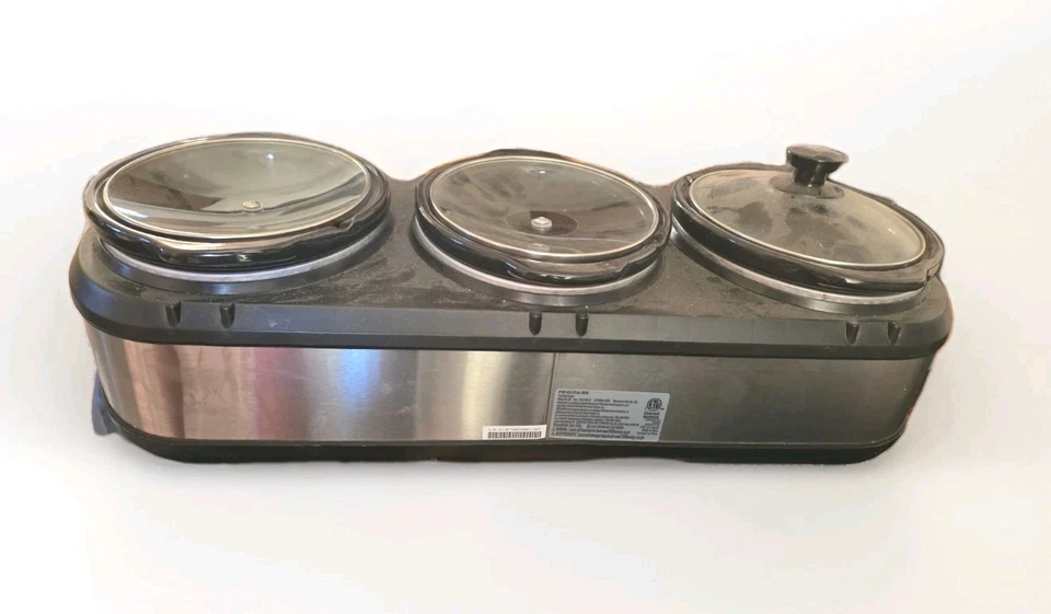 Frigidaire ESC3105SS 2.5-Quart Three Pot Slow Cooker Stainless Steel and Black - Image 3 of 4