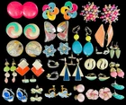 Vintage 1980sRetro Bulk Earring Jewellery Job Lot Enamel Barcs Costume Jewellery