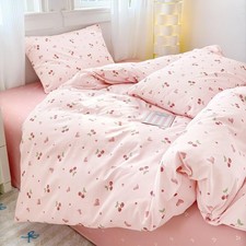Pink Cherry Duvet Cover Queen Size 100 Queen, Heart