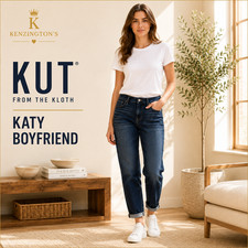 Kut From The Kloth Katy Boyfriend Petite 2P Dark Wash Stretch Womens Jeans