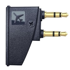 Dual 3.5mm to 3.5mm Female Airplane Headphone Adapter, Gold-Plated Tip, Folda...