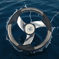 Model M533 Boat Steering Wheel Polished Alum Spoke KEYED HUB Urethane | Sea Ray