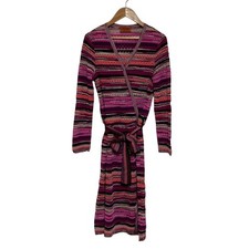 MISSONI striped wrap-style knit dress, size 42, pink/purple. Women USED