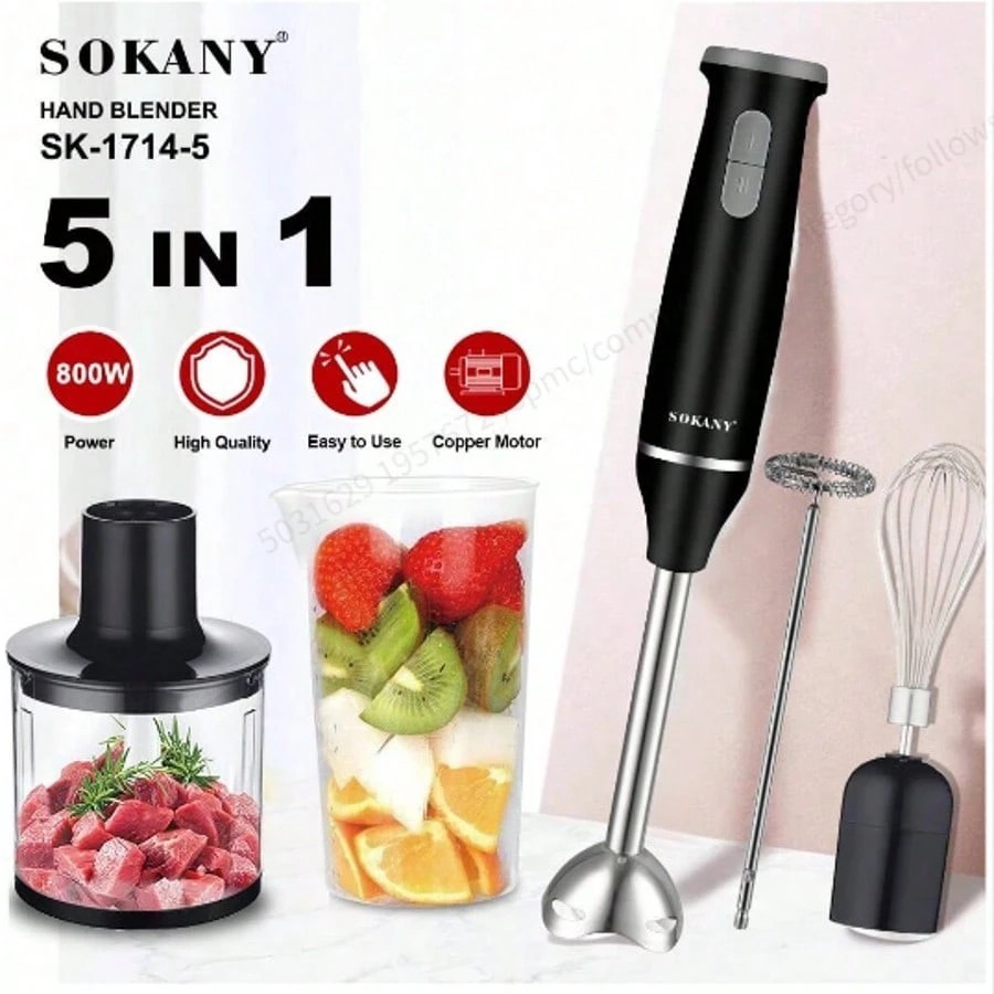 Powerful 5-in-1 Handheld Electric Blender and Egg Beater for