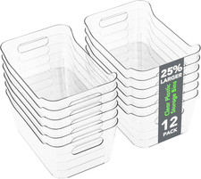 Tiawudi 12 Pack Plastic Storage Bins, Multi-Use Organizer Bins, Pantry Organizer