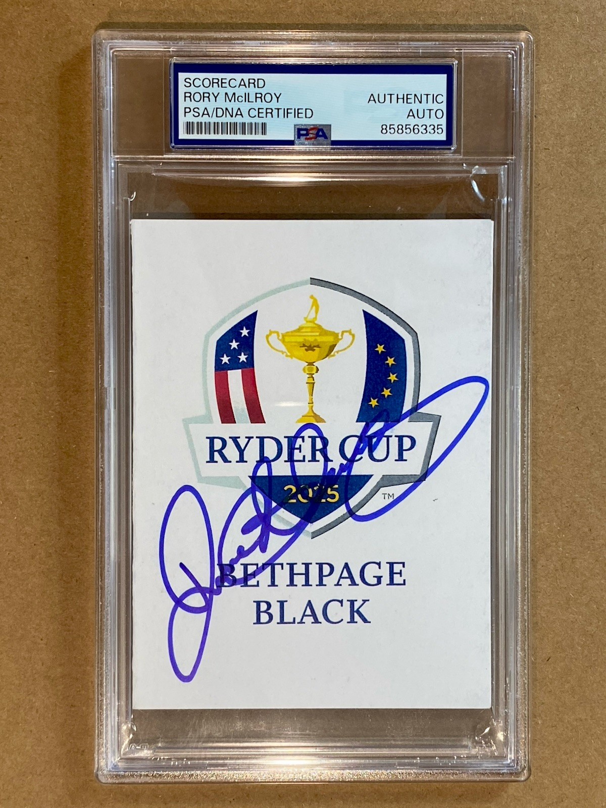RORY McILROY AUTOGRAPH 2025 RYDER CUP GOLF BETHPAGE SCORECARD PSA SLAB EUROPE view 1