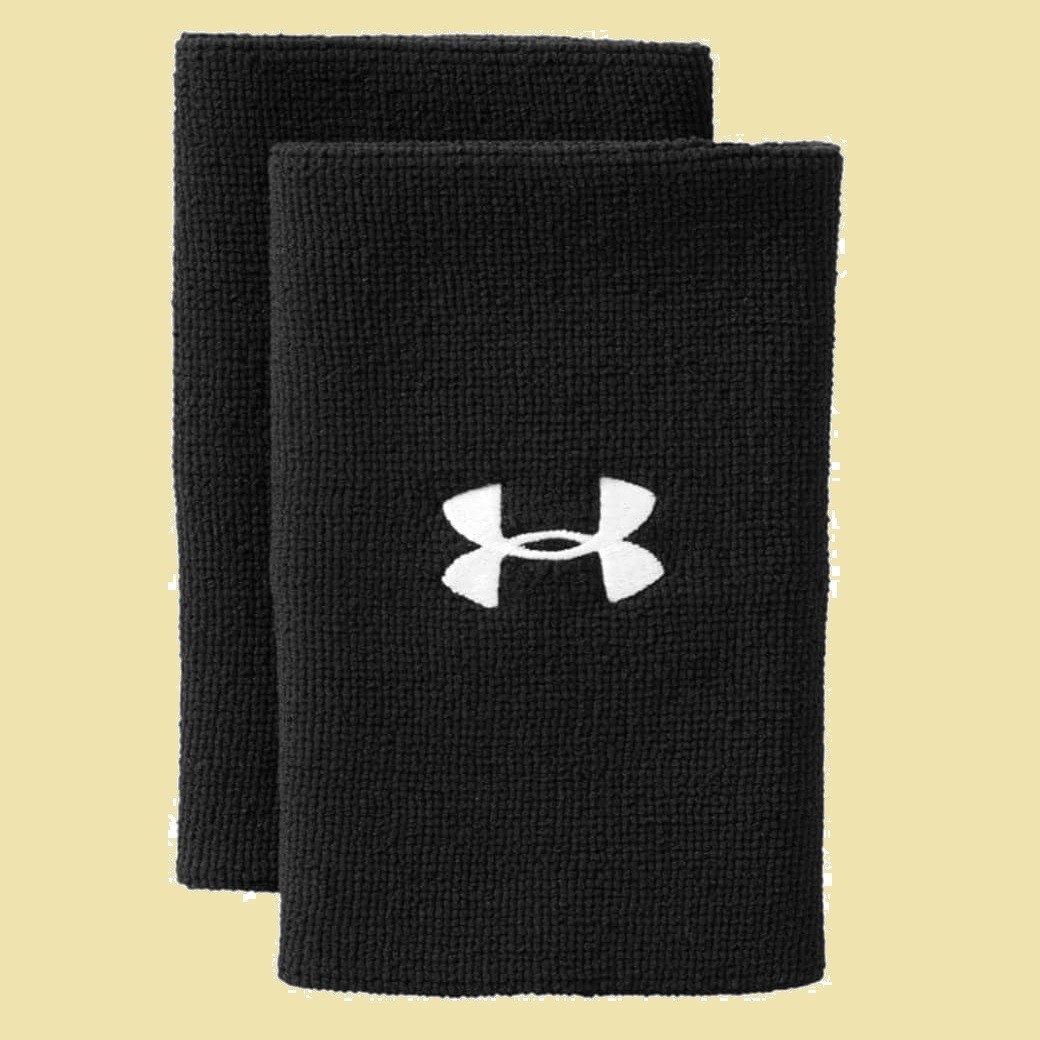 Under Armour Adult 6-inch Performance Wristband 2-Pack , Black (001)/White