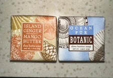 Greenwich Bay Trading Co. 2 Mini Soaps 1.9oz Botanic Shea Butter Soap NEW