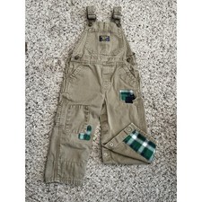 OshKosh B'gosh Patchwork Carpenter Overalls Khaki Plaid 18 Months Vestbak