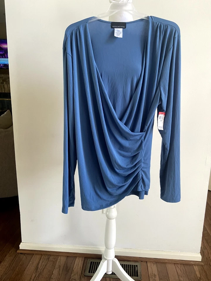 Blusa envolvente de manga larga con cuello hundido Attention 2XL para mujer nueva con etiquetas Foto 2 de 4