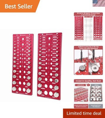Thread Checker - 76 Nut and Bolt Thread Gauge with Drill Bit Size and Ruler