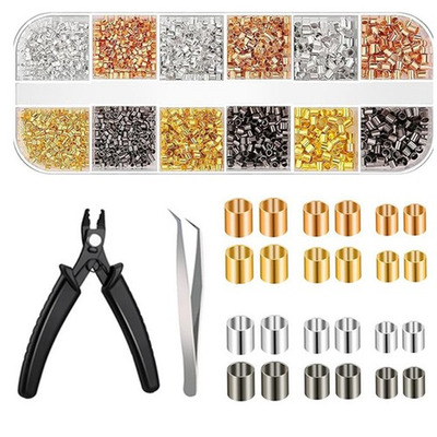 #ad 2200PCS Set Plated Copper Crimp Tubes Beads Accessories For Jewelry Making $14.87