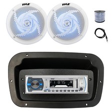 Pyle Marine Radio,Spa Bezel,Adapter,Antenna,Wire,2x 5.25" 180W LED White Speaker