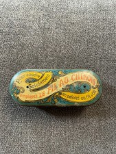 ANCIENNE BOÎTE EN  TÔLE LITHOGRAPHIEE PUBLICITAIRE LE FIL AU CHINOIS FIL PRESENT