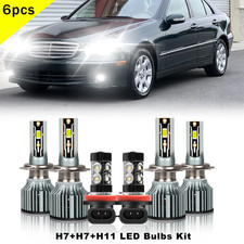 For Benz C240 C320 2001-2005 LED Headlight Hi/Lo Light Fog Light Bulbs Kit