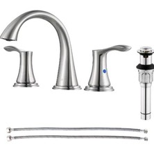 PARLOS 13651 Widespread Double Handle Bathroom Faucet w/Drain Metal Pop up