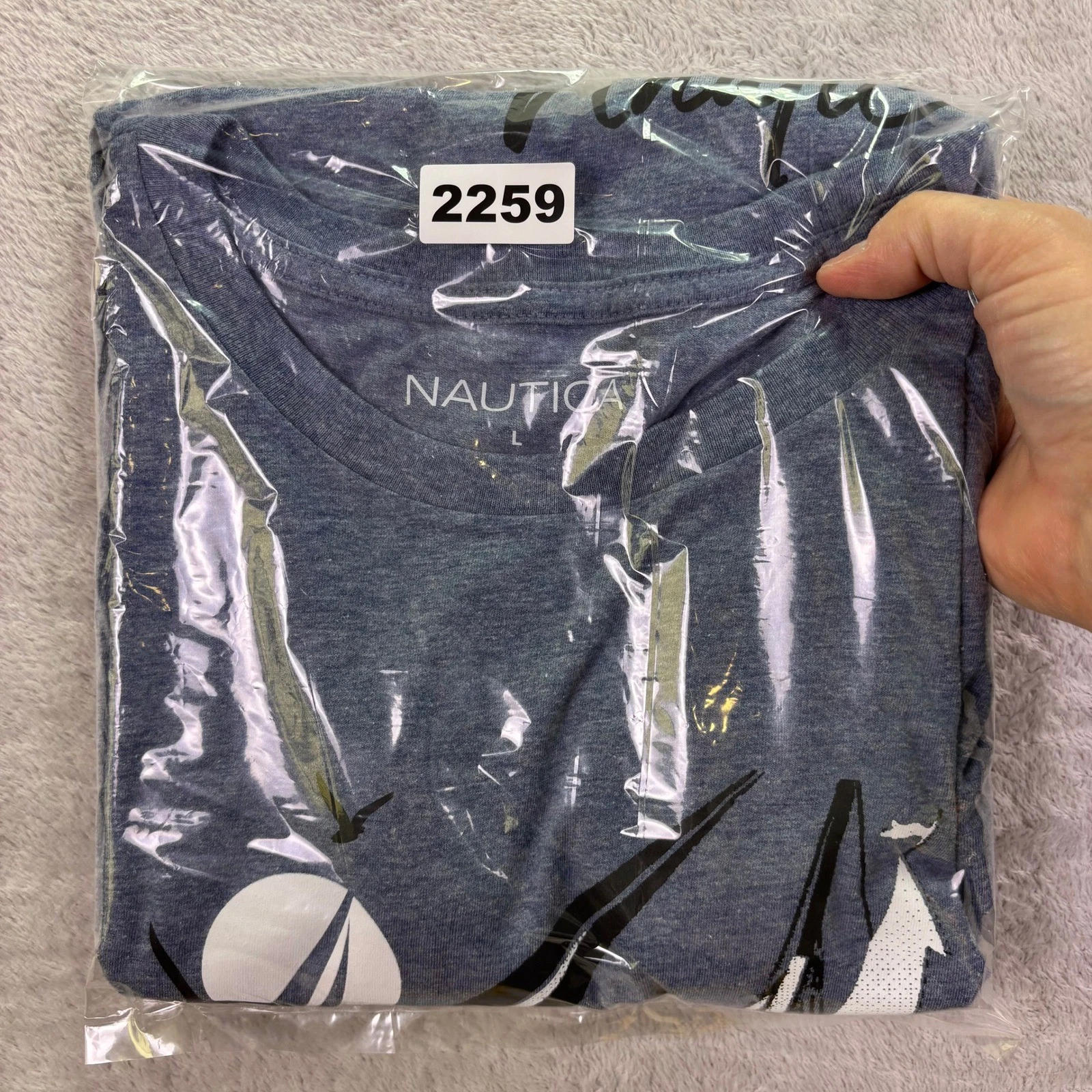NWT Nautica Mens T-Shirt Blue Heather Large Graphic Sailboat Sustainably Crafted - product detail image 10