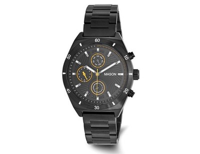 Mens Mason Black Steel Chronograph Watch (43mm)