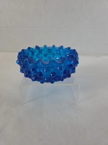 Vintage Cobalt Blue Hobnail Glass Ashtray/Trinket Dish Fenton?