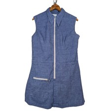 Vtg 1960s MOD Romper Playsuit Chambray Zip Up Park East By Swirl Vintage USA