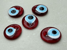 5er Pack - Roter Türkischer Böser Blick, Handgefertigte Glasperlen, Perfekt zum Basteln, Zum Selbermachen