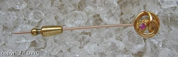 Ansteck Nadel Brosche mit Rubin Rubine in 750 er Gold Antik - Bild 2 von 4