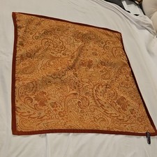Ralph Lauren Euro Paisley Pillow Sham Brown Gold Square Zip Closure
